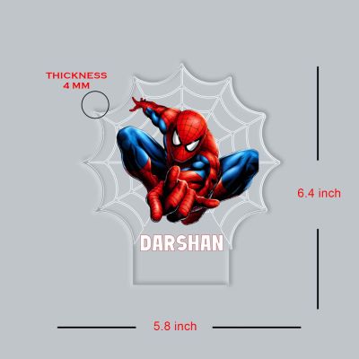 Customized Spiderman LED Name Lamp 3D Illusion Nightlight Superhero Themed Bedside Table Lamp for Children’s Bedroom Gift for Boys & Marvel Fans Warm White Light